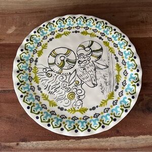 Anthropologie Tula Earthenware Forest Fable - Ram Plate